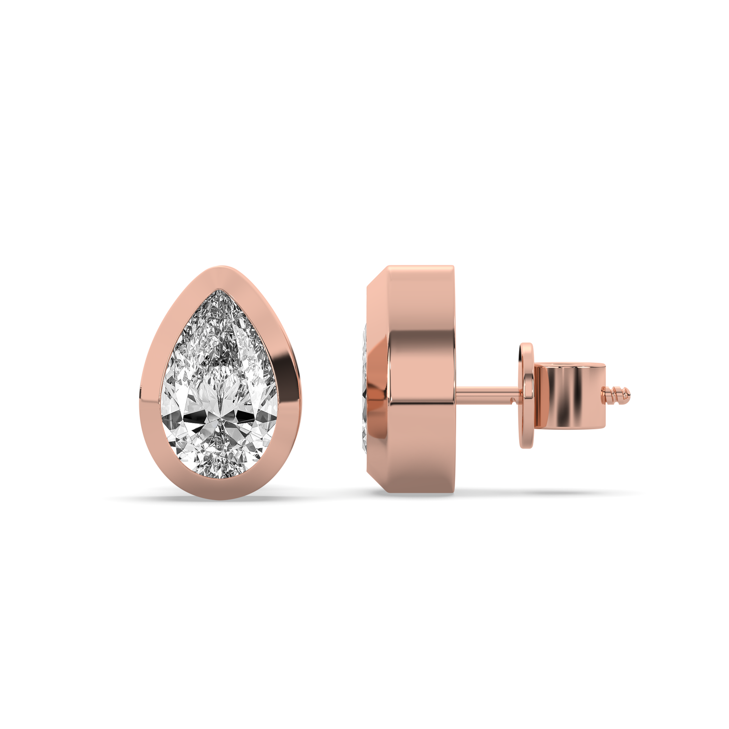 Pear Diamond Bezel Stud Earrings (2 Ct)