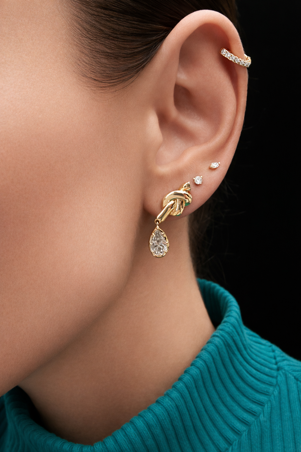 Knot Diamond Victoria Drop Earrings
