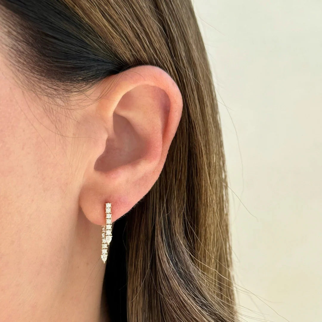 EF-Collection Diamond Teardrop Fringe Earring