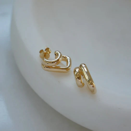 EF-Collection Double Gold Jumbo Huggie Earring