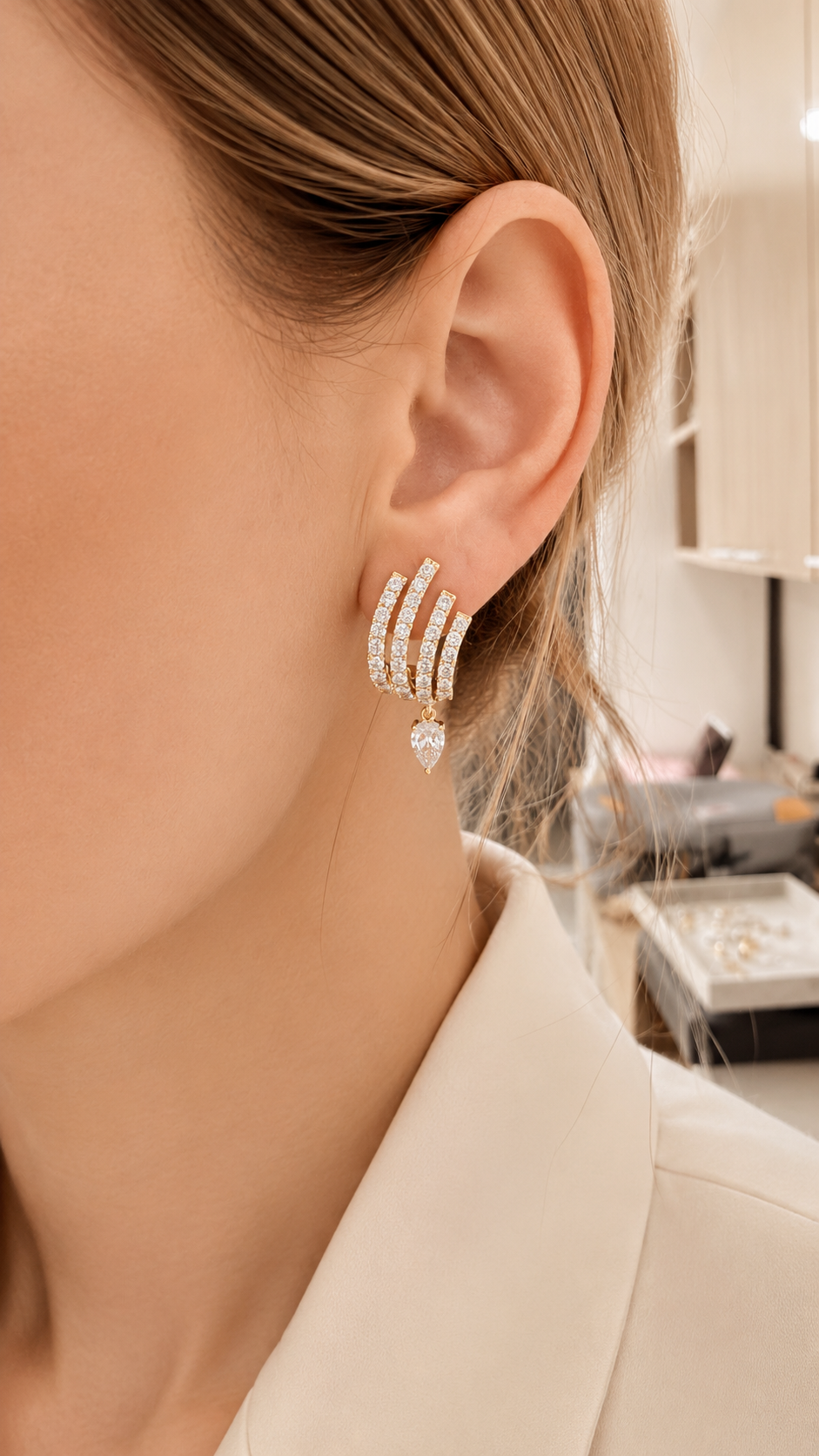 Pear Drop Jumbo Huggie Earring