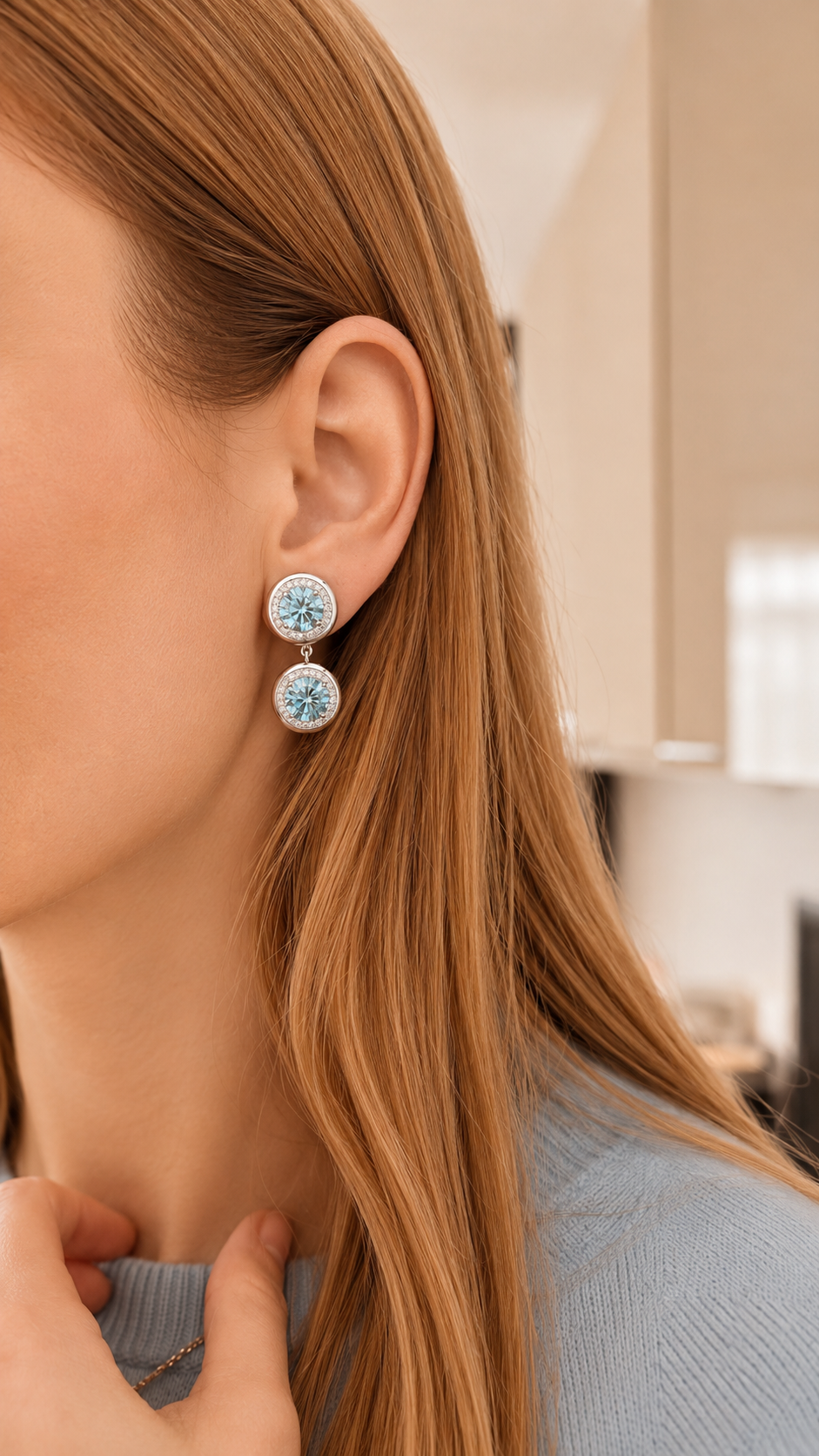 Fancy Vivid Blue Diana Drop Studs