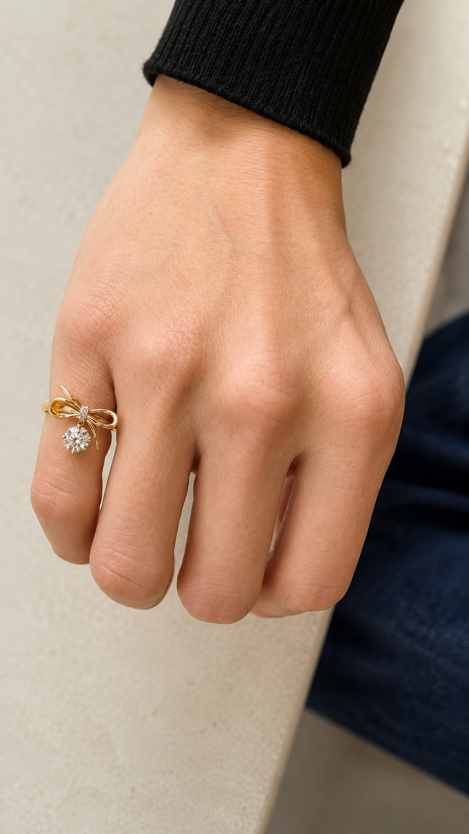 Diamond Bow Signet Ring