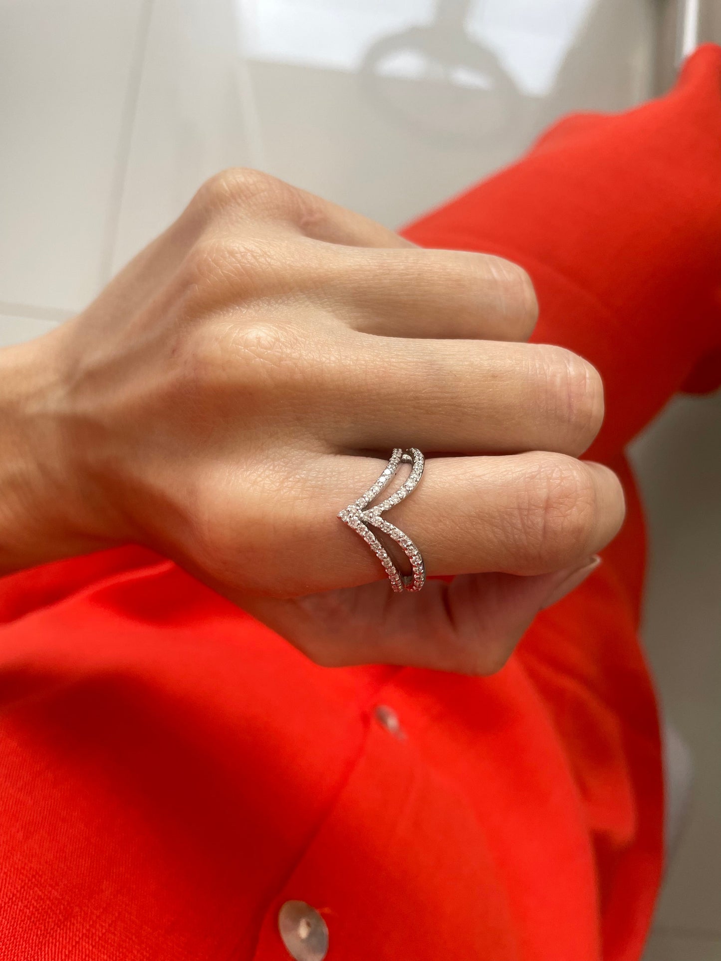 Double V Diamond Cocktail Ring