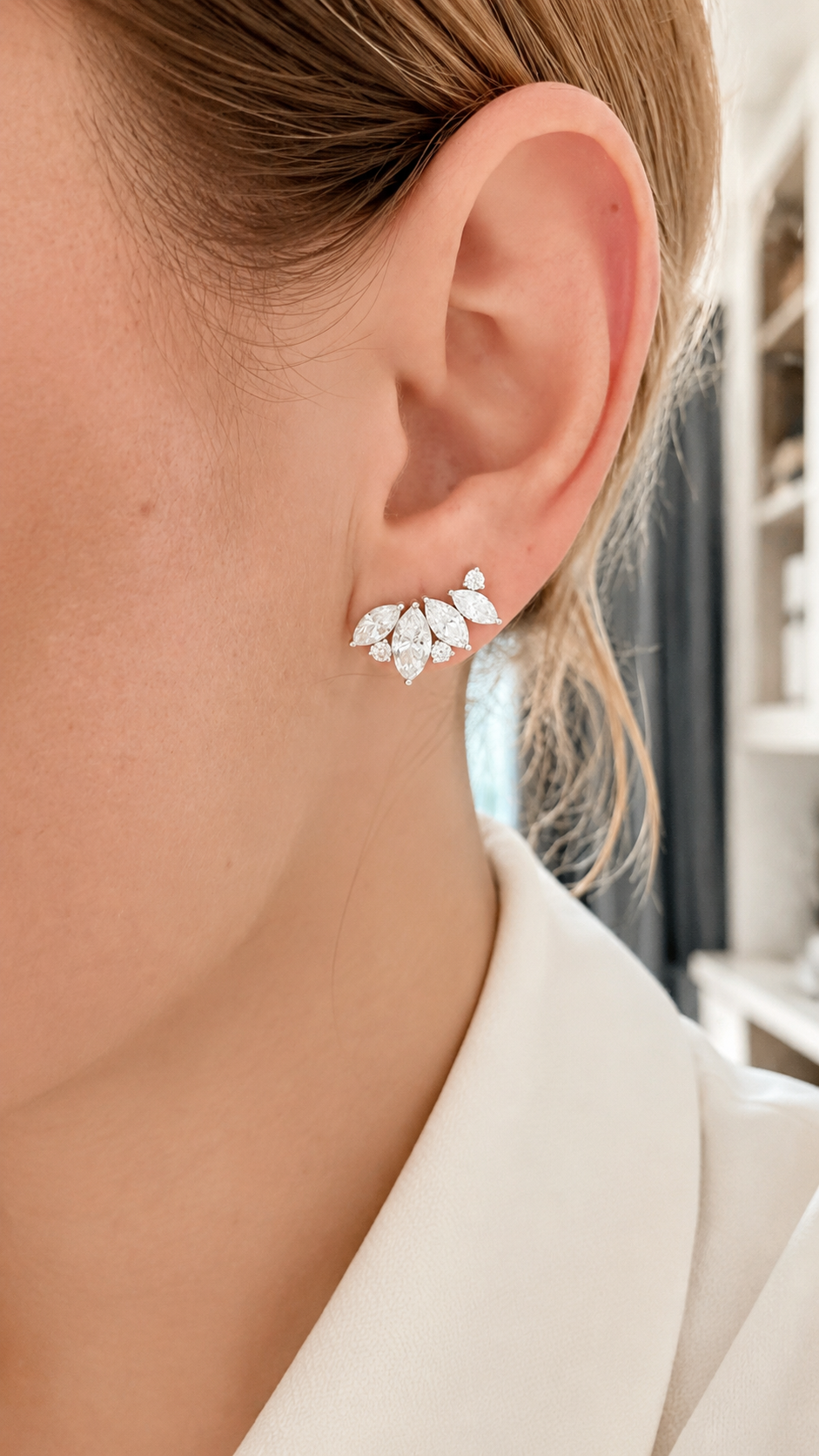 Marquise Diamond Crawler Stud Earring