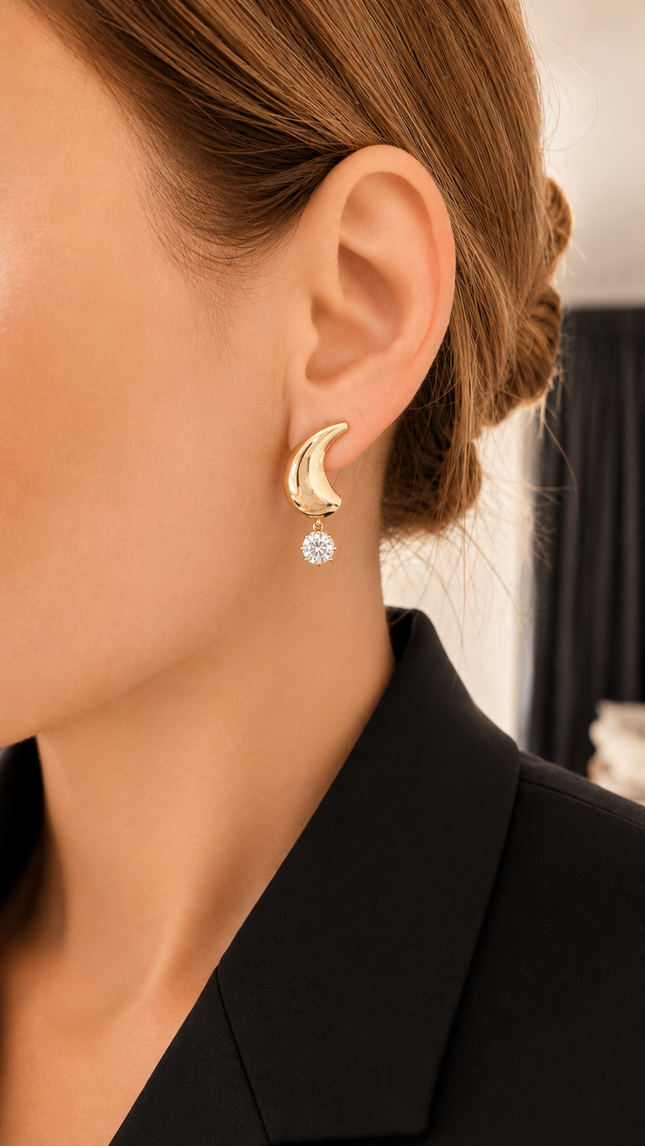 Diamond Drop Wave Earring