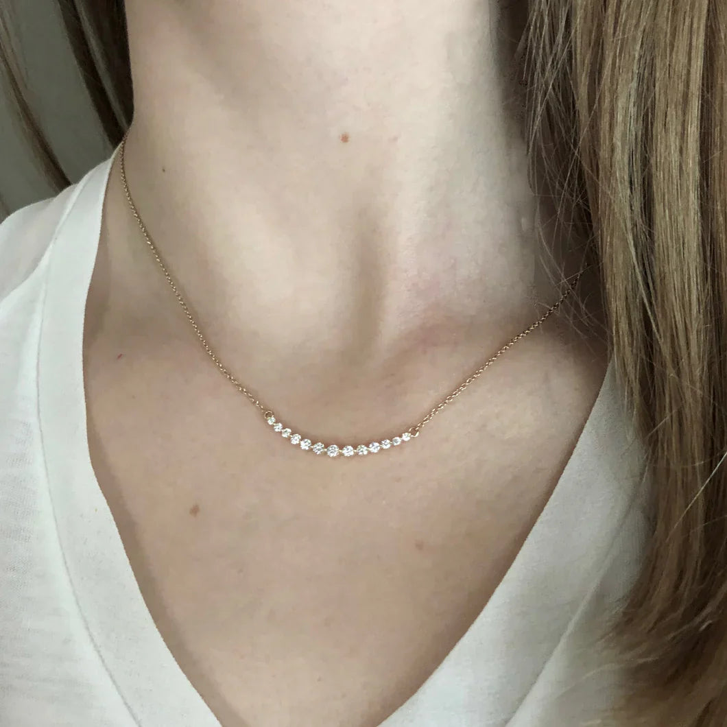 Large Diamond Curved Bar Necklace