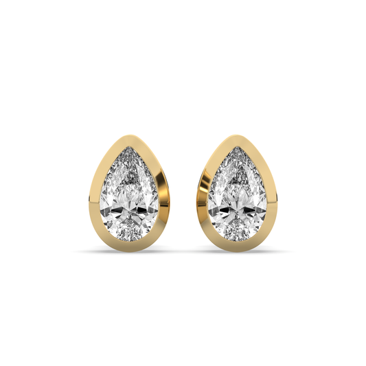 Pear Diamond Bezel Stud Earrings (1.5 Ct)