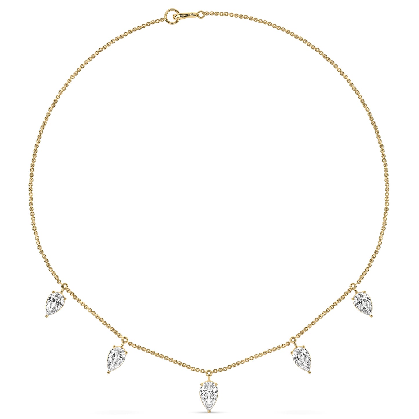 Pear Diamond Station Necklace