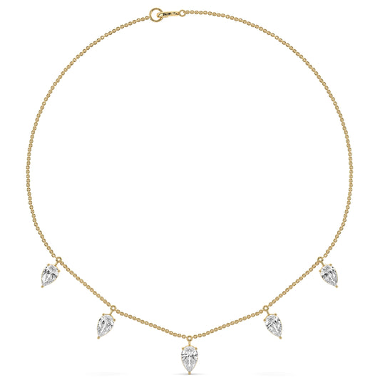 Pear Diamond Station Necklace