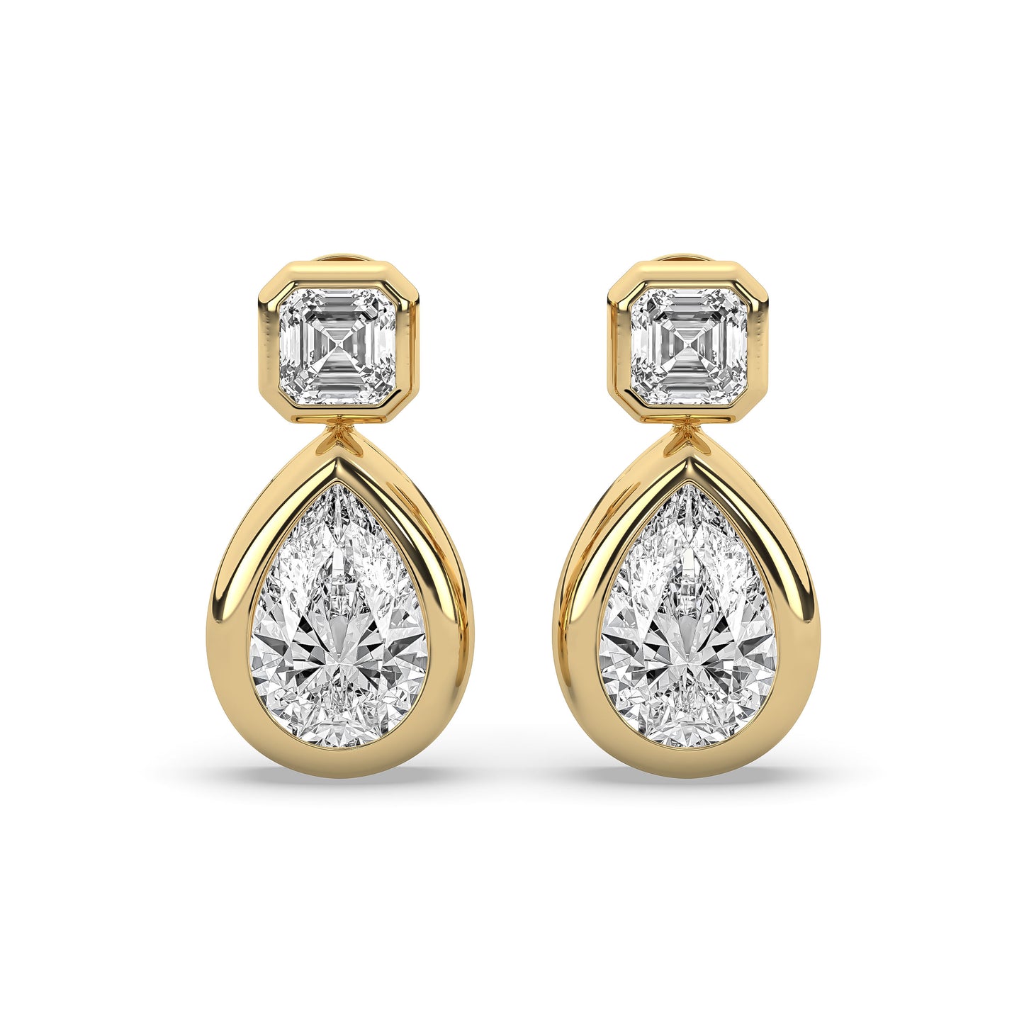 Pear Drop Asscher Carolyn Stud Earrings