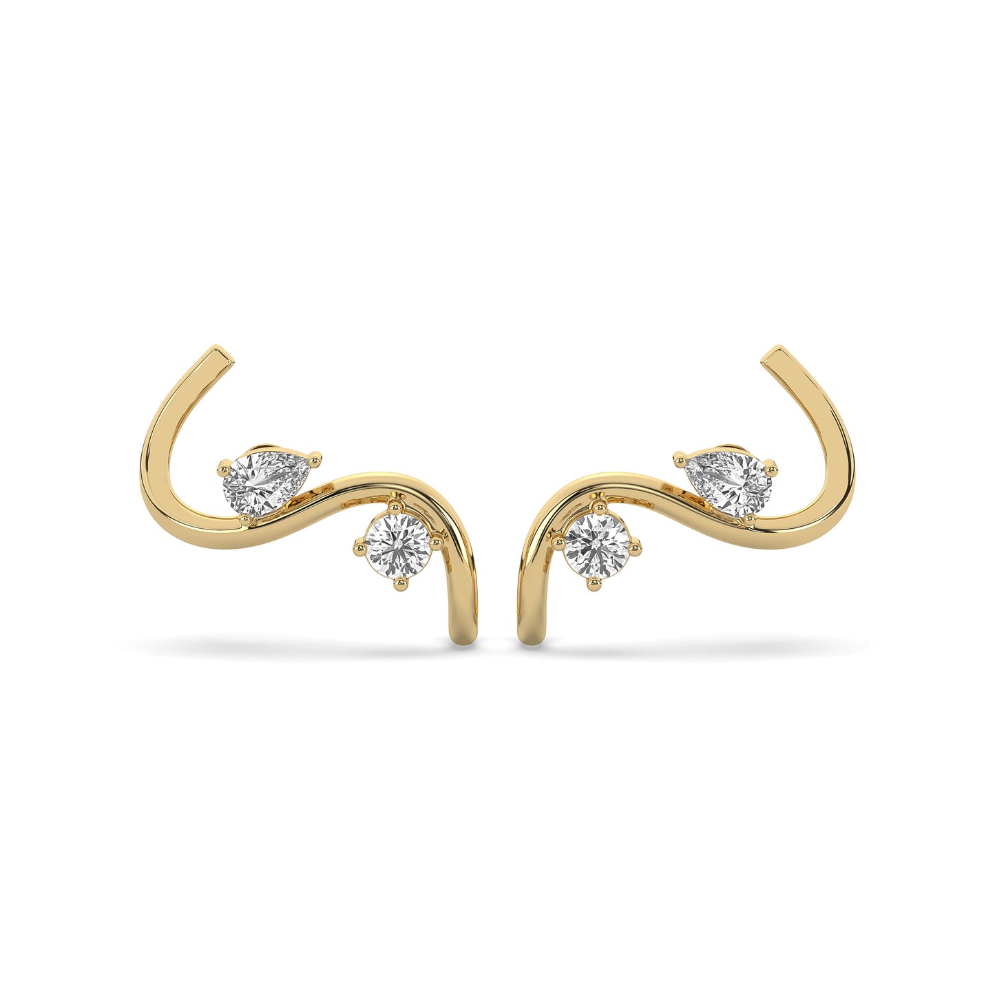 Round & Pear Vine Crawler Earrings
