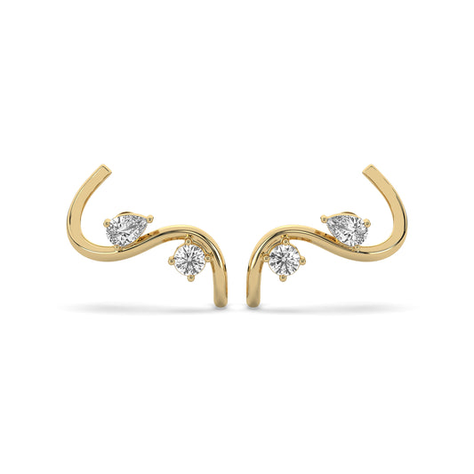 Round & Pear Vine Crawler Earrings