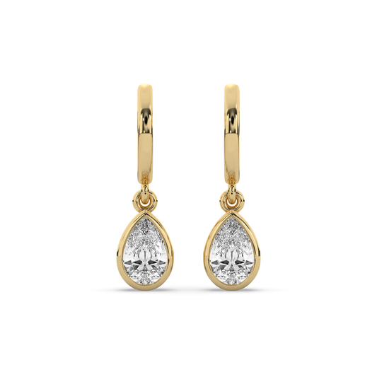 Bezel Pear Drop Huggie Earrings