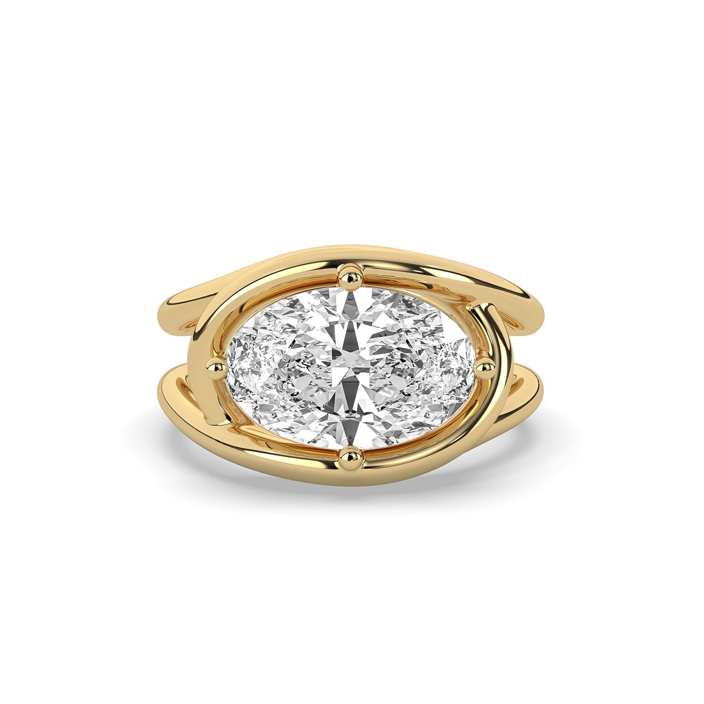 East West Oval Diamond Cocktail Ring