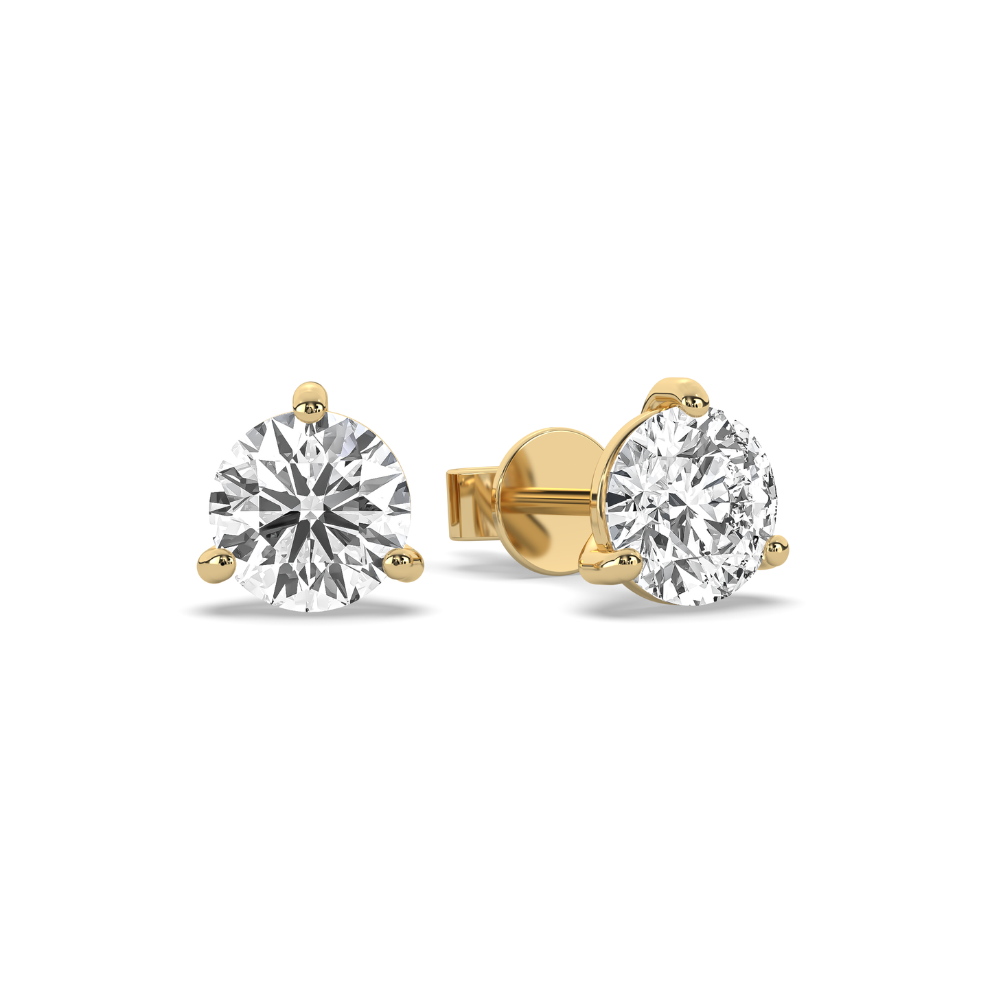 Kelly Round Diamond Solitaire Stud Earrings (1 Carat Each)