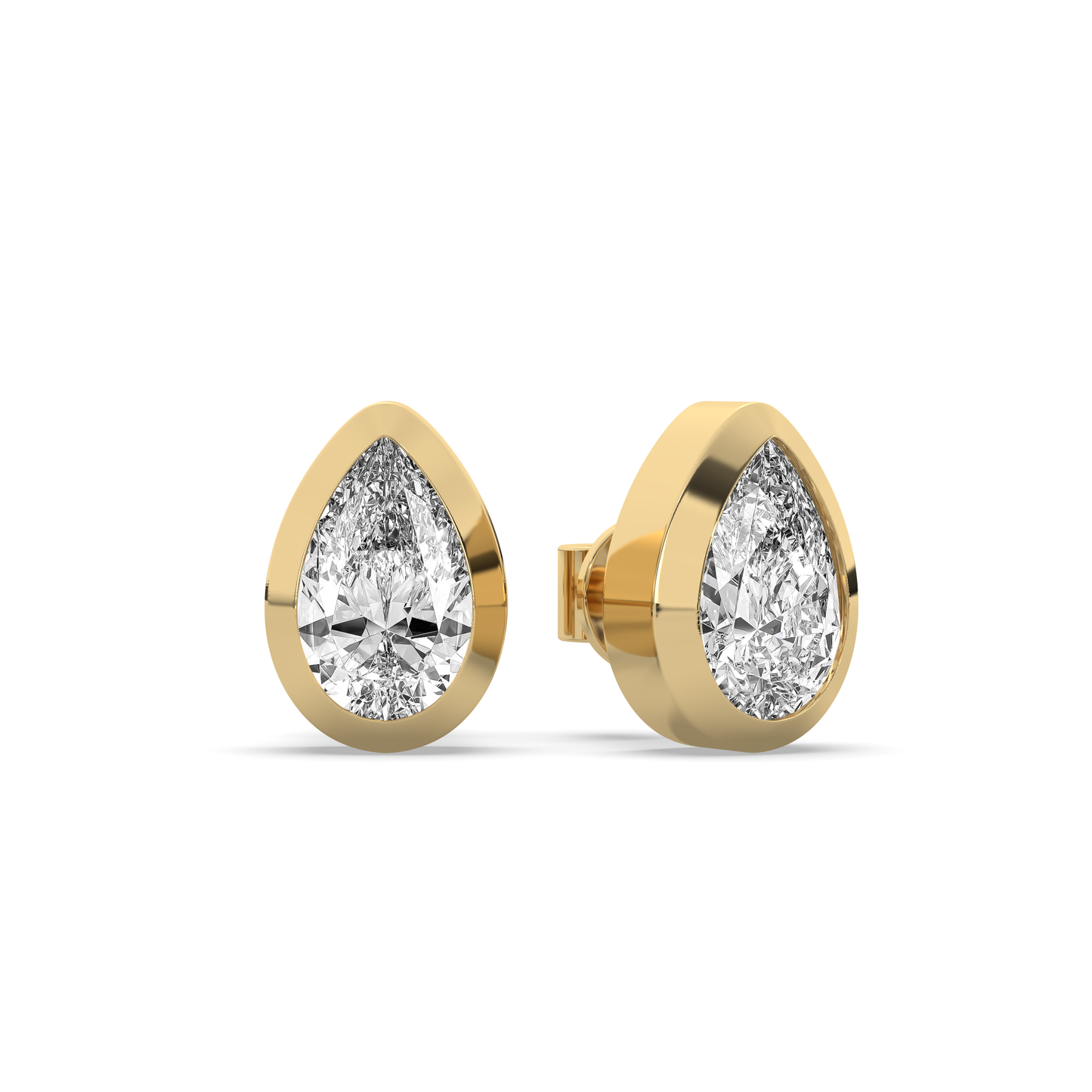 Pear Diamond Bezel Stud Earrings (1.5 Ct)