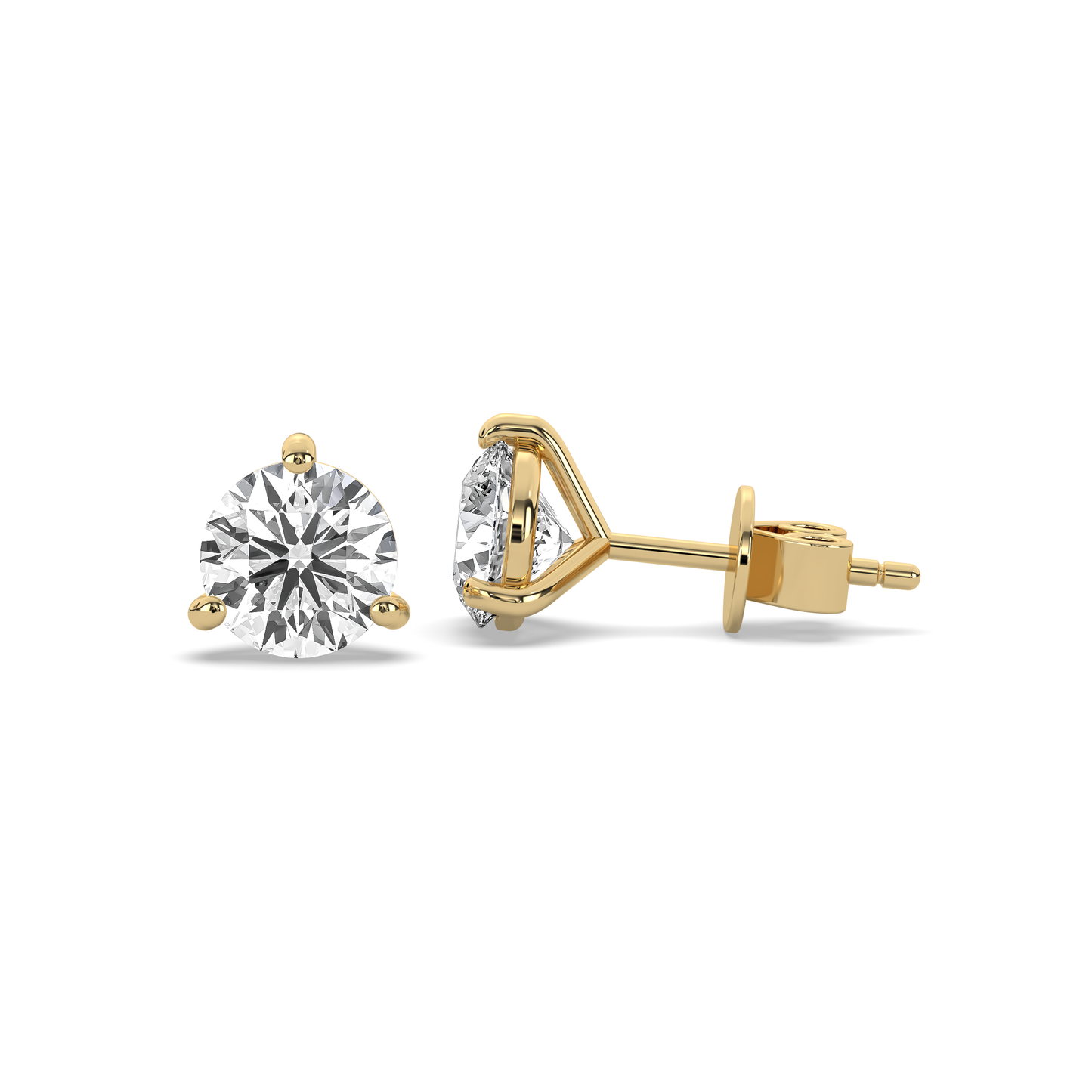Kelly Round Diamond Solitaire Stud Earrings (1 Carat Each)