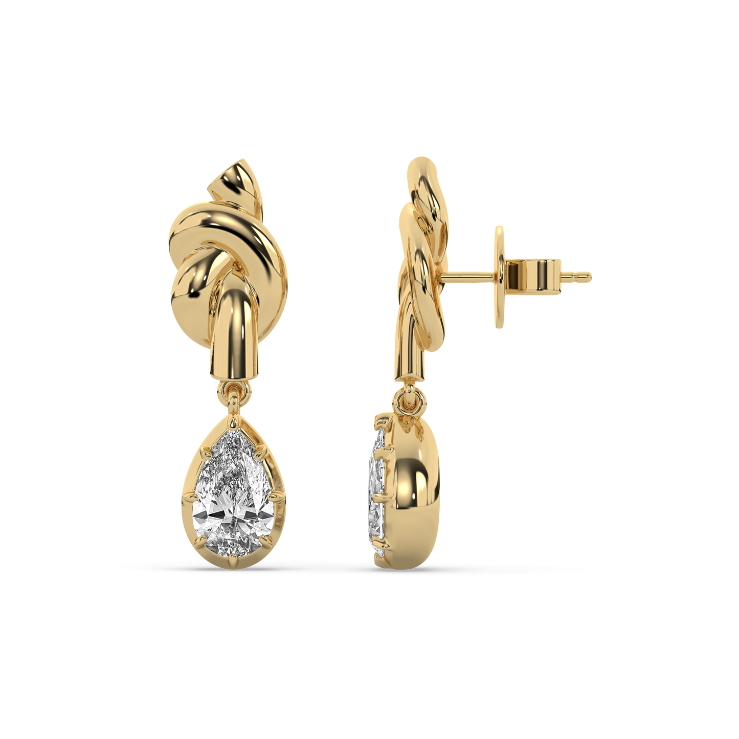 Knot Diamond Victoria Drop Earrings