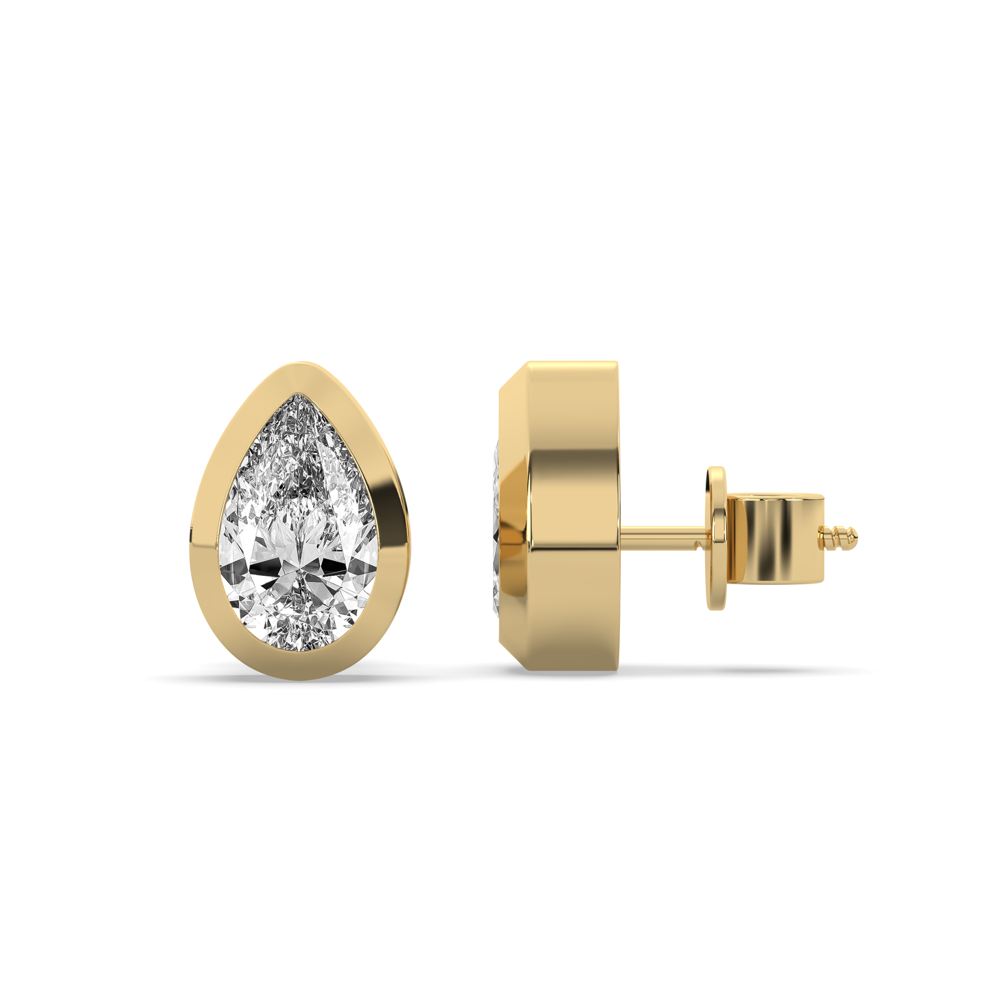 Pear Diamond Bezel Stud Earrings (1.5 Ct)
