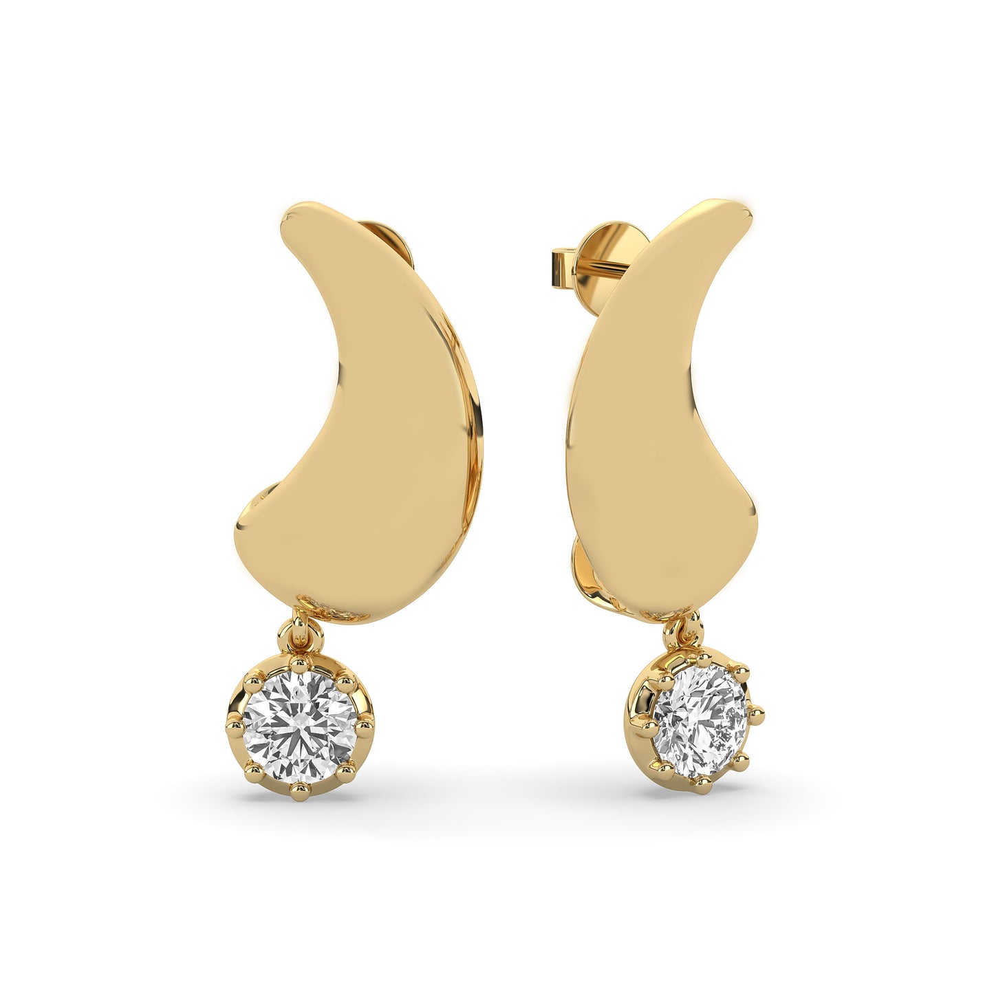 Diamond Drop Wave Earring