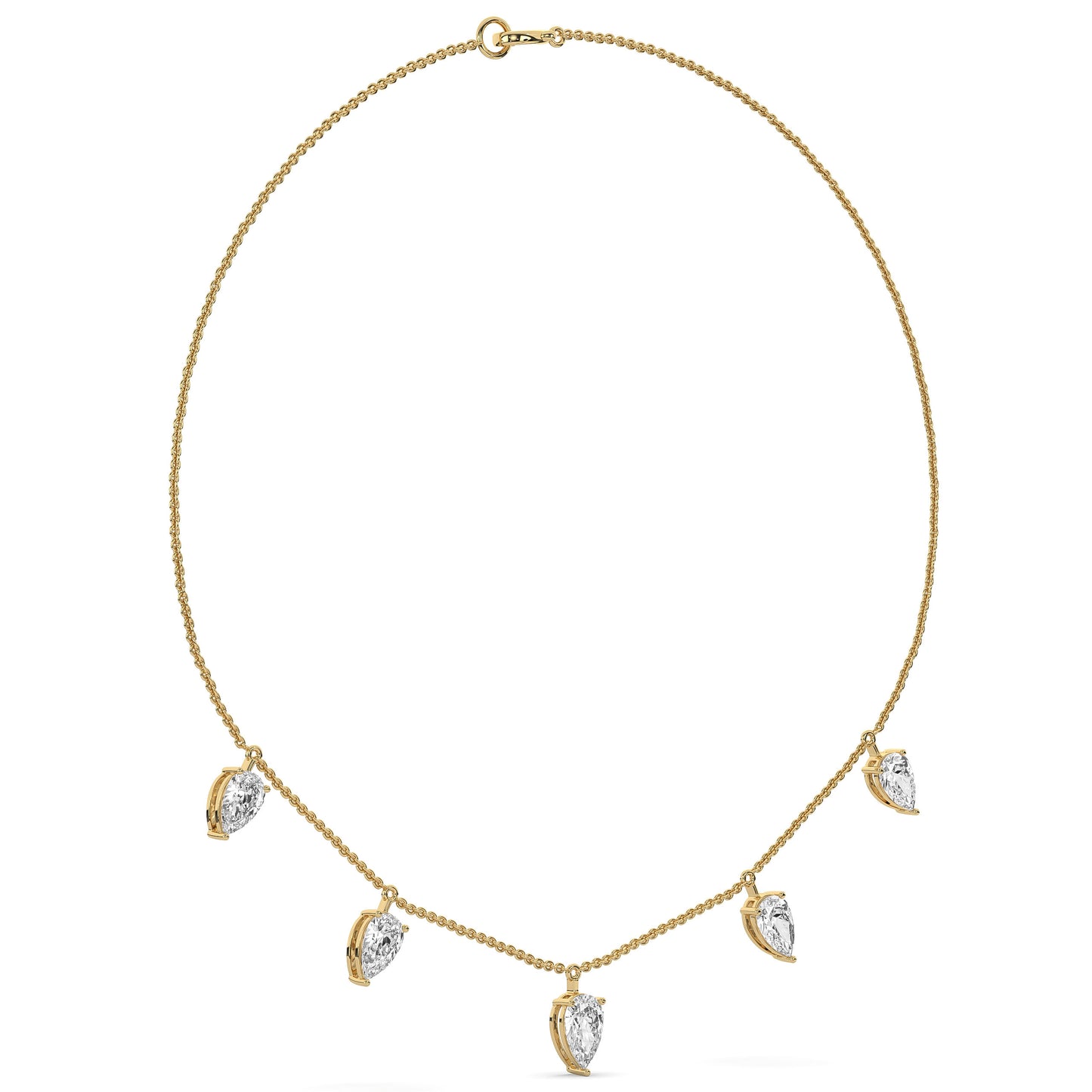 Pear Diamond Station Necklace