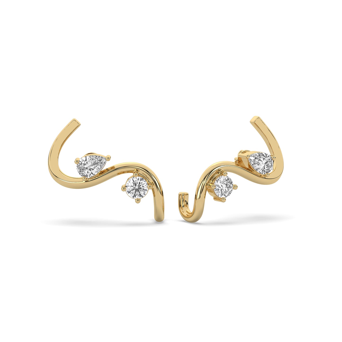 Round & Pear Vine Crawler Earrings