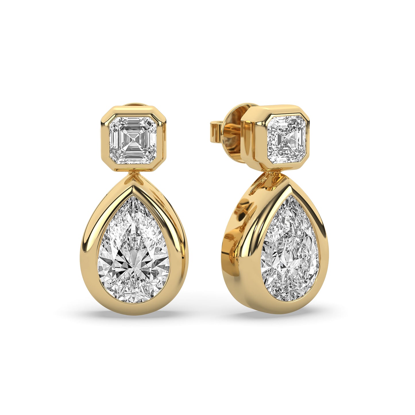 Pear Drop Asscher Carolyn Stud Earrings