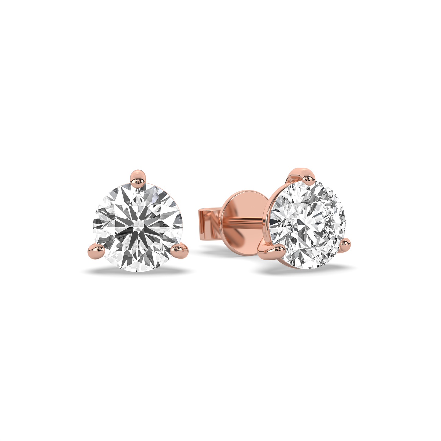 Kelly Round Diamond Solitaire Stud Earrings (1 Carat Each)