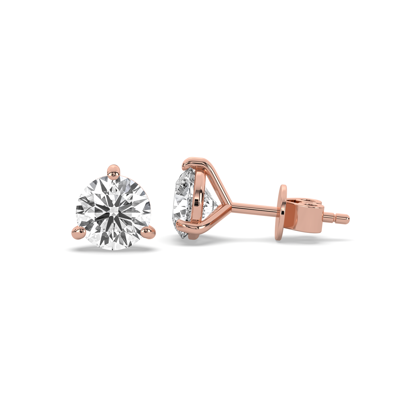 Kelly Round Diamond Solitaire Stud Earrings (1 Carat Each)