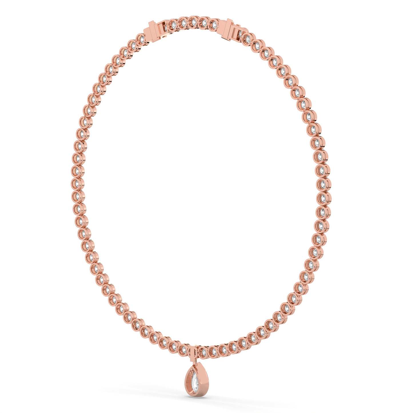 Bezel Pear Drop Tennis Necklace