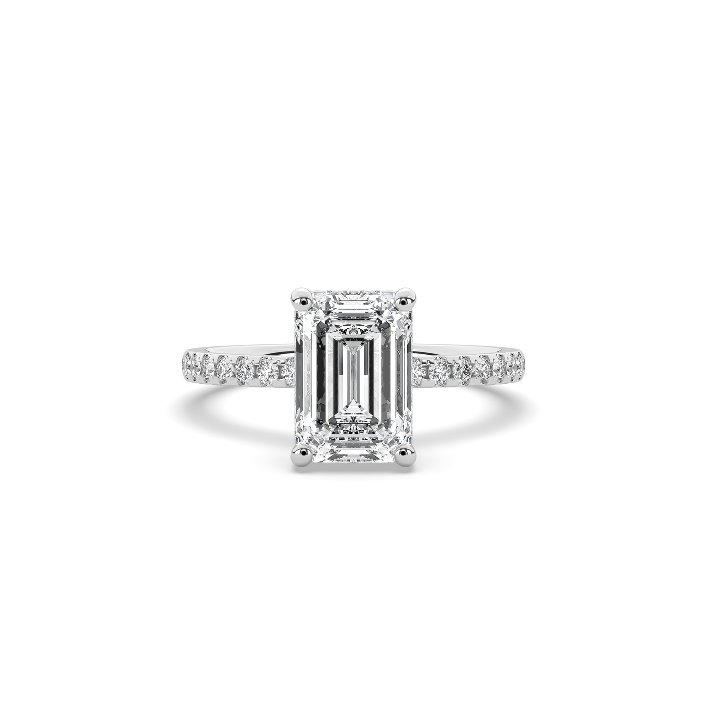 Alva Emerald Cut Diamond Hidden Halo Solitaire Ring