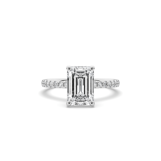 Alva Emerald Cut Diamond Hidden Halo Solitaire Ring
