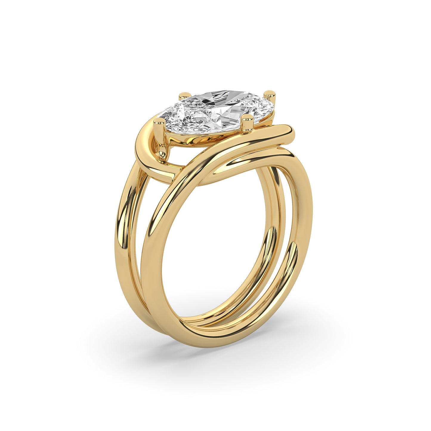 East West Oval Diamond Cocktail Ring