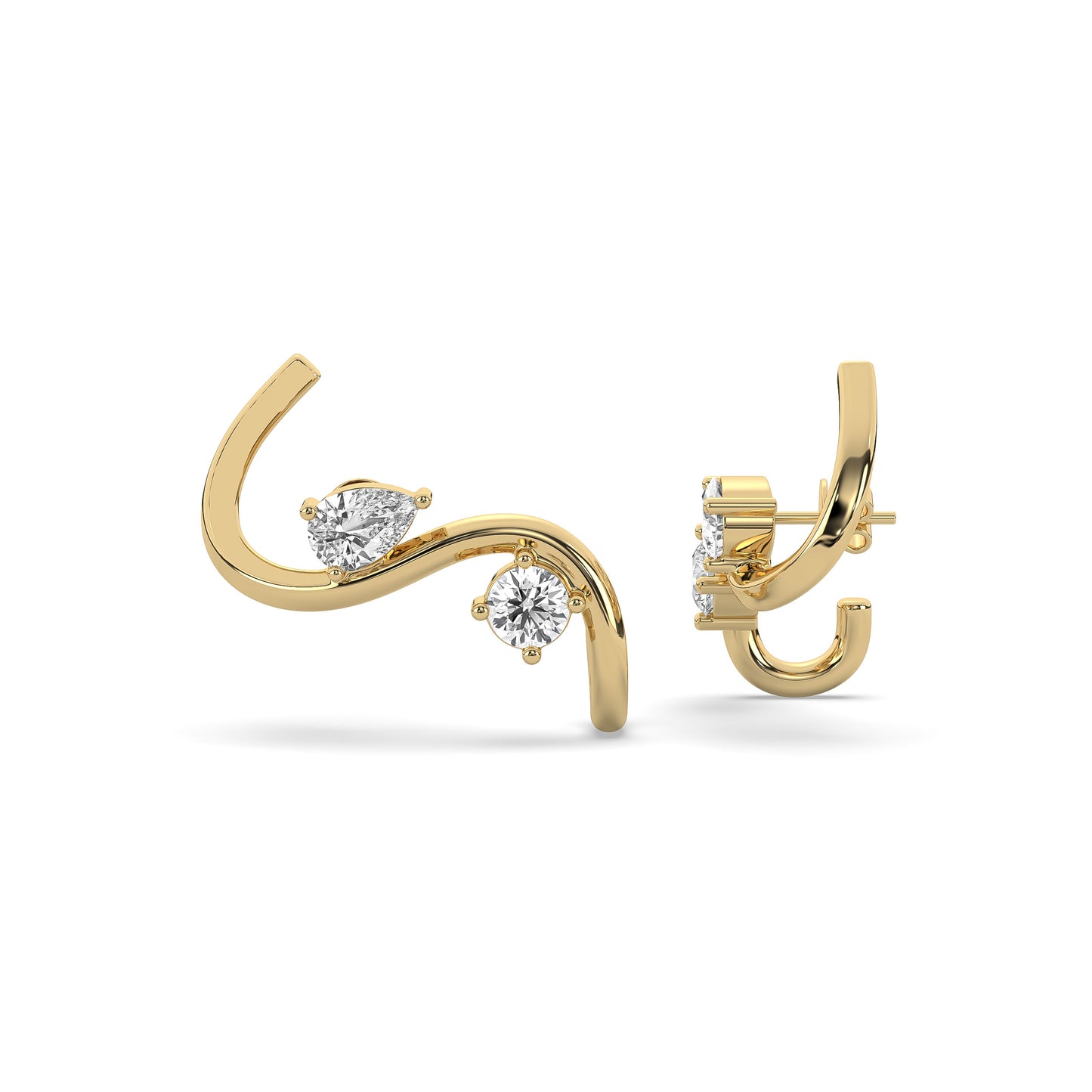 Round & Pear Vine Crawler Earrings