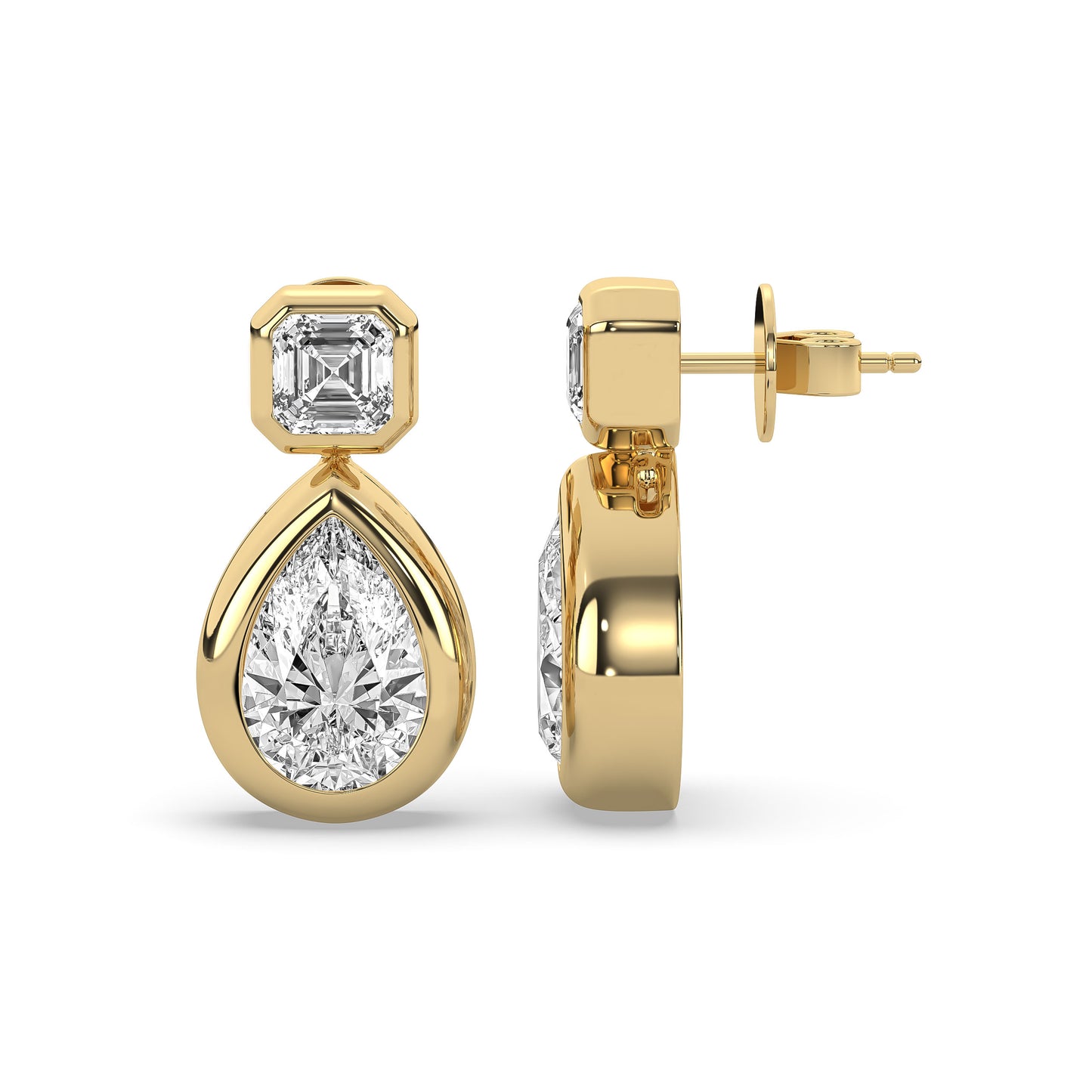 Pear Drop Asscher Carolyn Stud Earrings