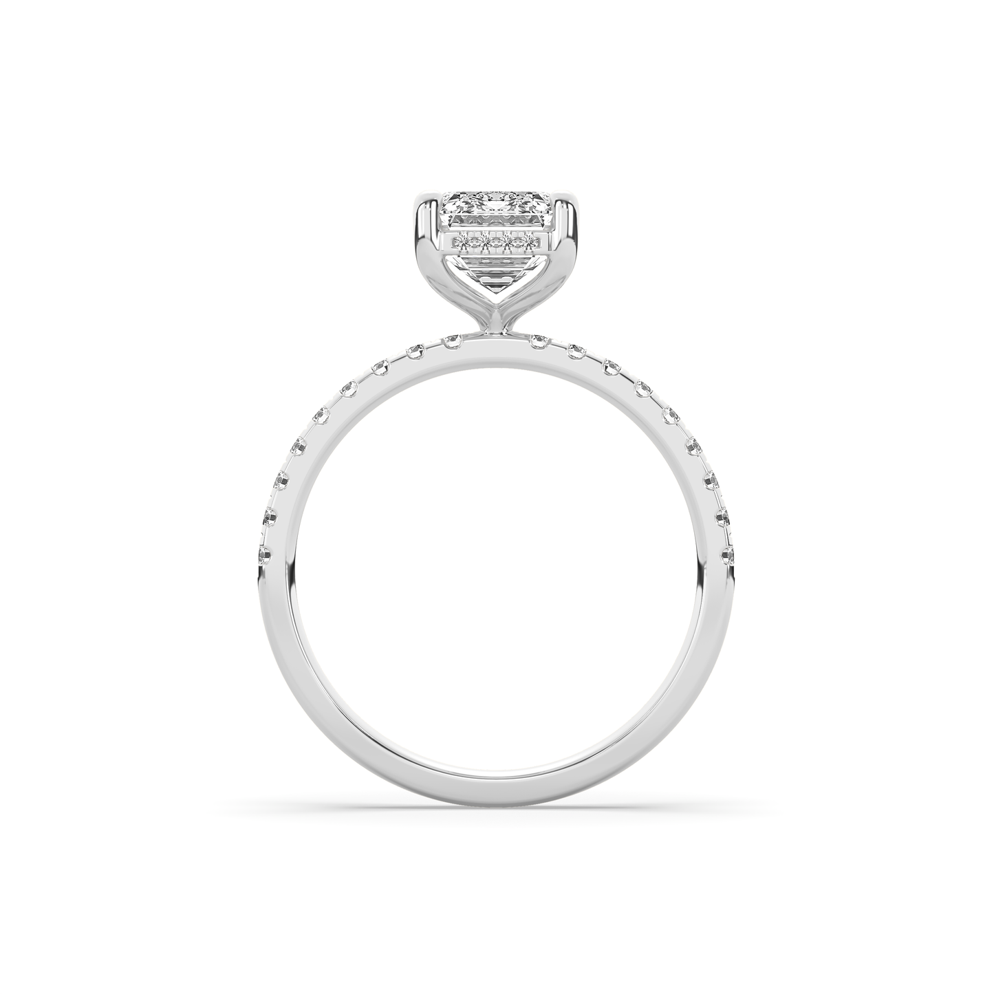 Alva Emerald Cut Diamond Hidden Halo Solitaire Ring
