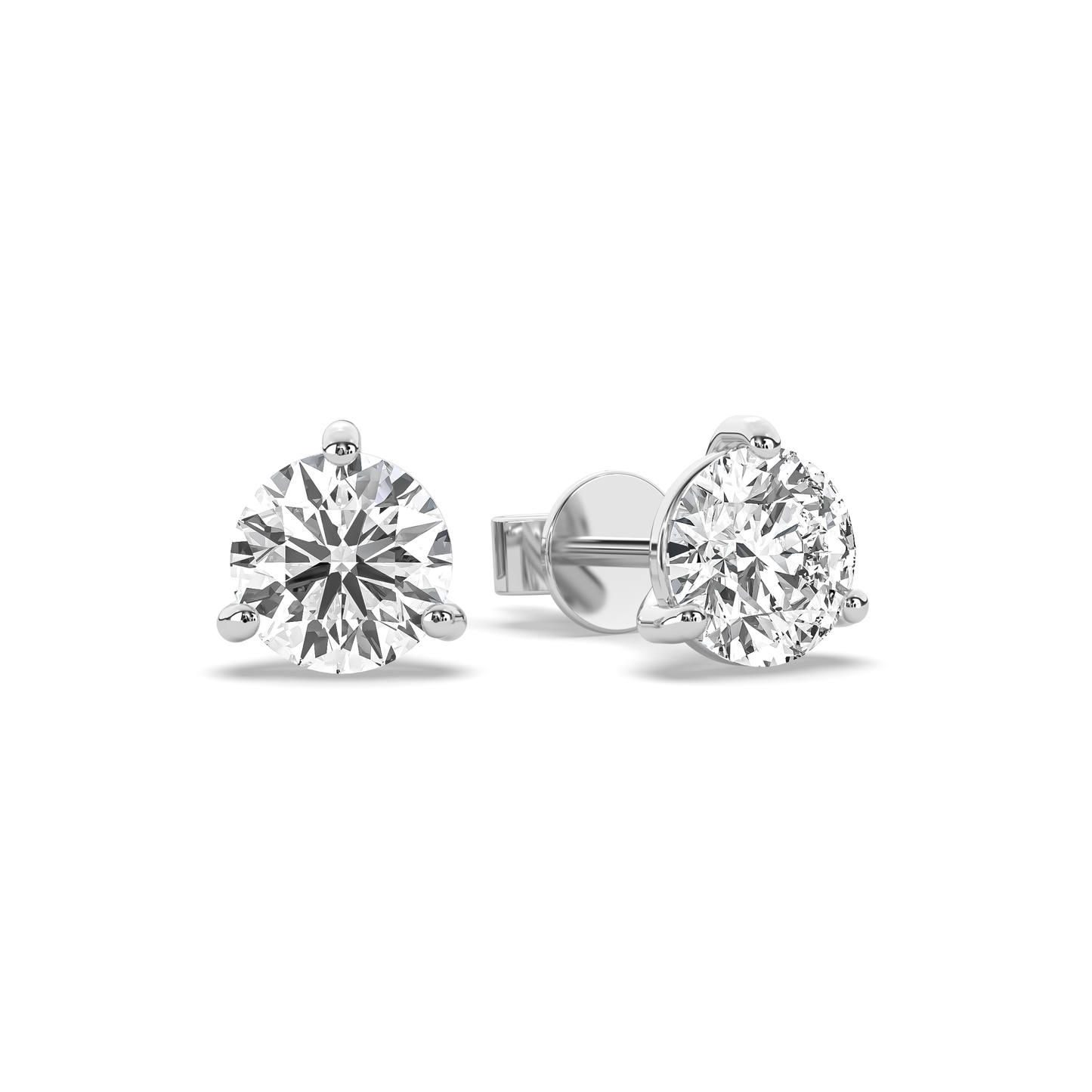 Kelly Round Diamond Solitaire Stud Earrings (1 Carat Each)