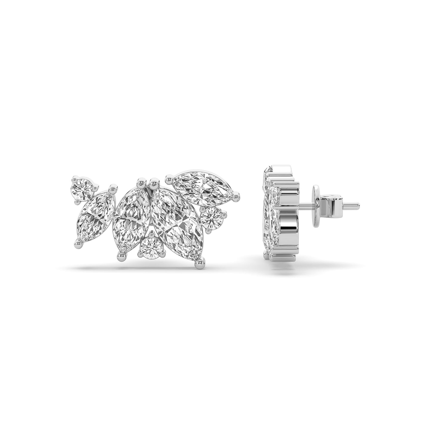 Marquise Diamond Crawler Stud Earring
