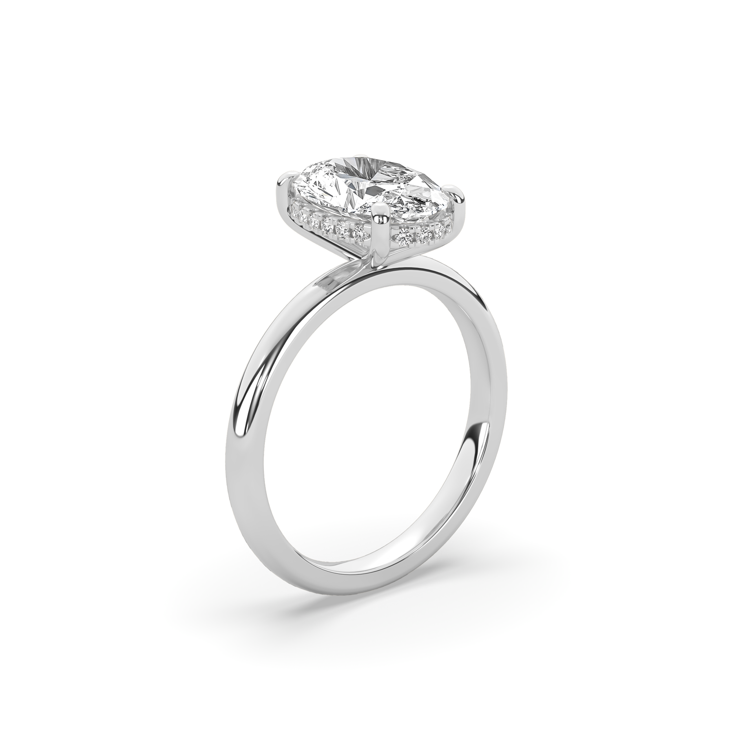 Alva Oval Diamond Hidden Halo Solitaire Ring