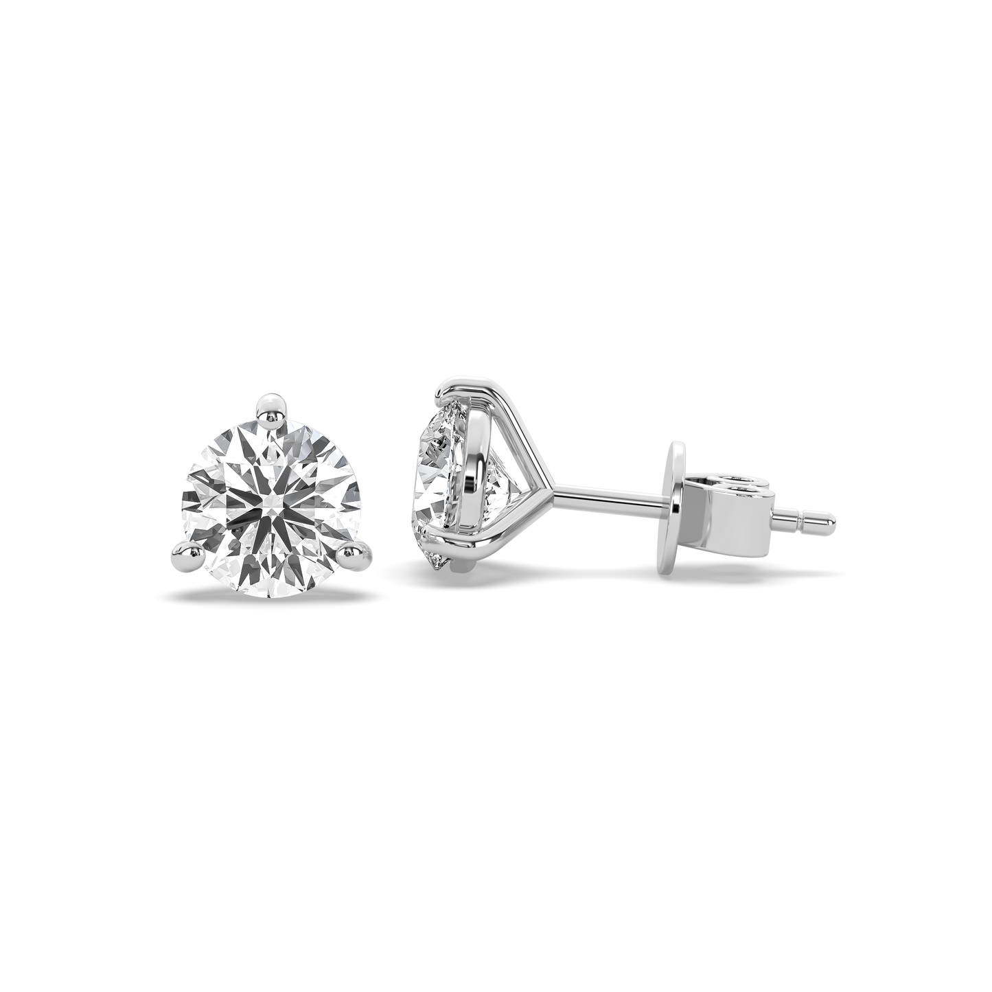 Kelly Round Diamond Solitaire Stud Earrings (1 Carat Each)