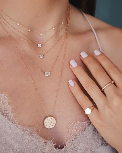 EF-Collection Diamond Mini Disc Necklace
