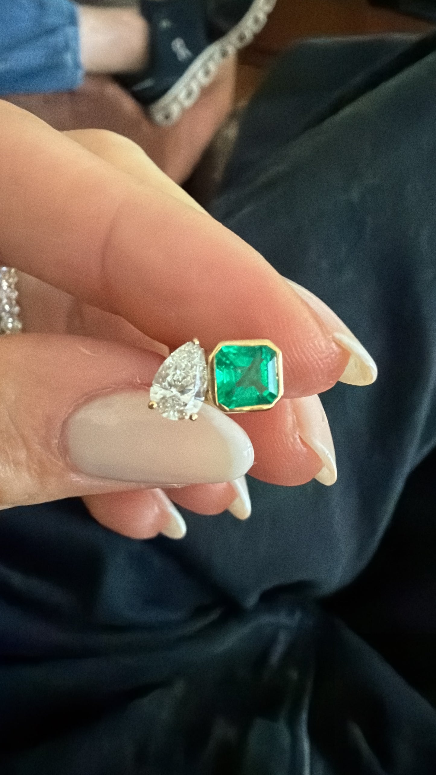 Pear Diamond & Asscher Emerald Studs