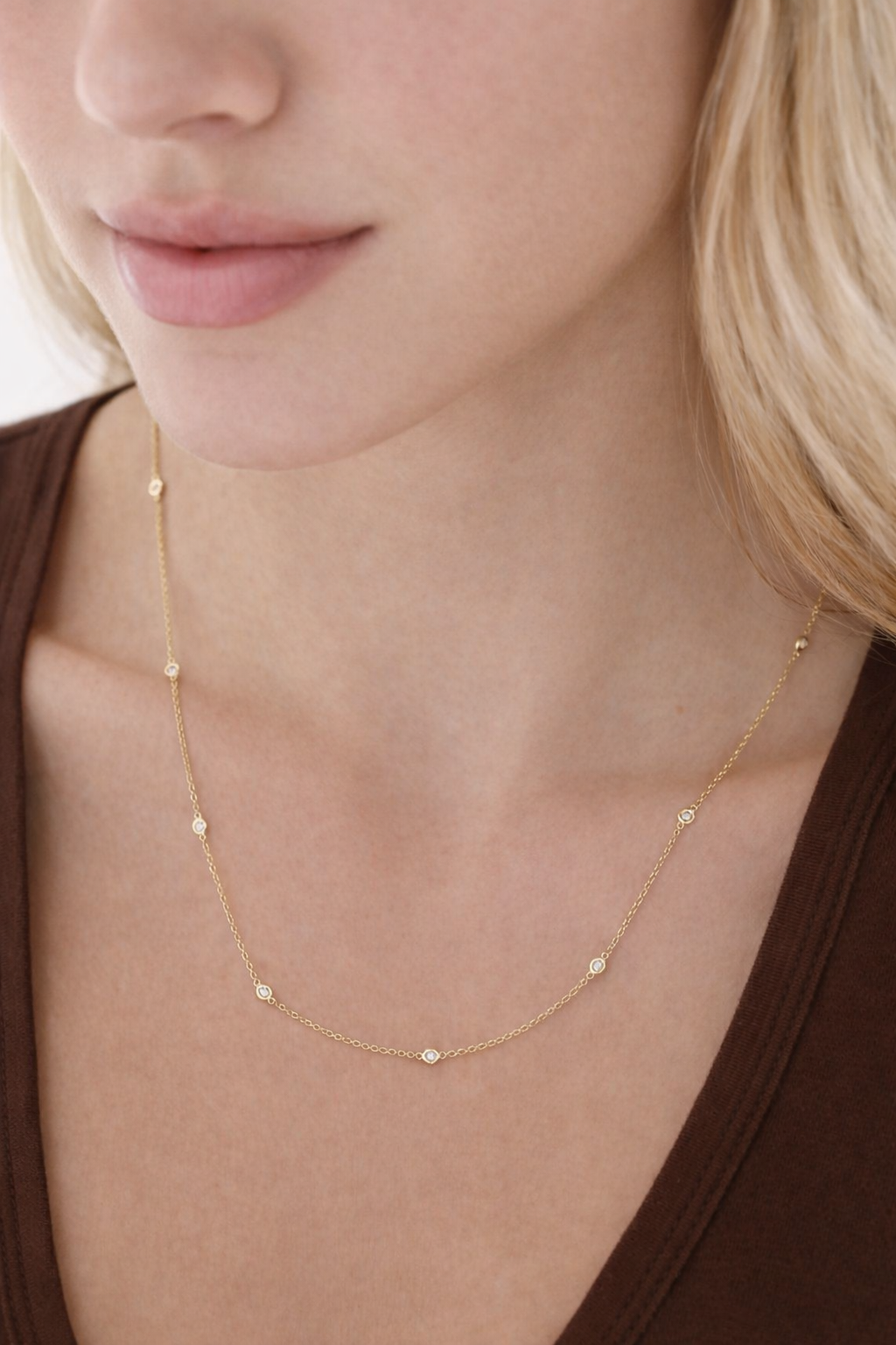 Diamond Bezel Station Necklace