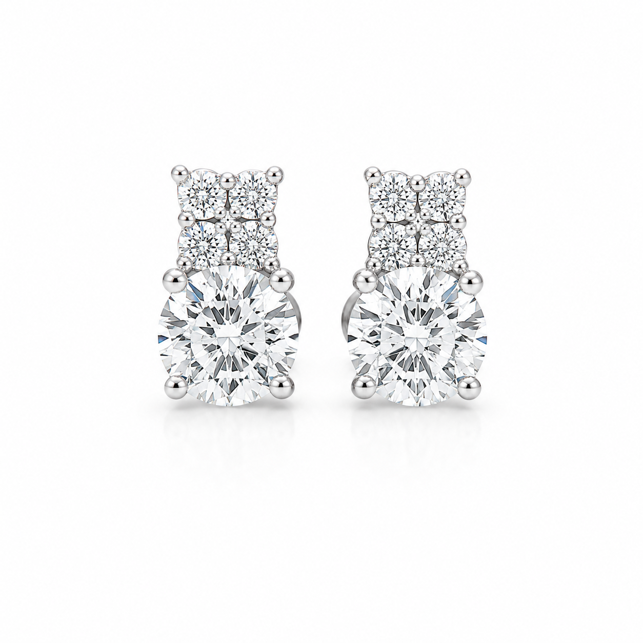 Diamond Cluster Stud Earrings