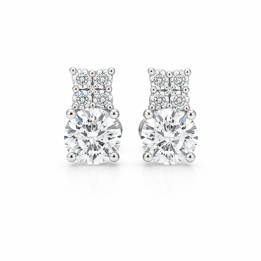 Diamond Cluster Stud Earrings