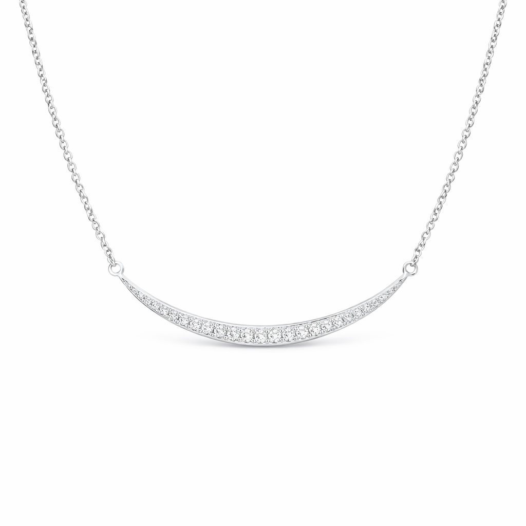 EF-Collection Diamond Curved Bar Necklace