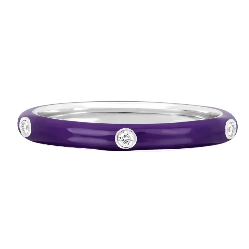 EF-Collection 3 Diamond & Violet Enamel Stack Ring