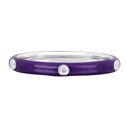 EF-Collection 3 Diamond & Violet Enamel Stack Ring