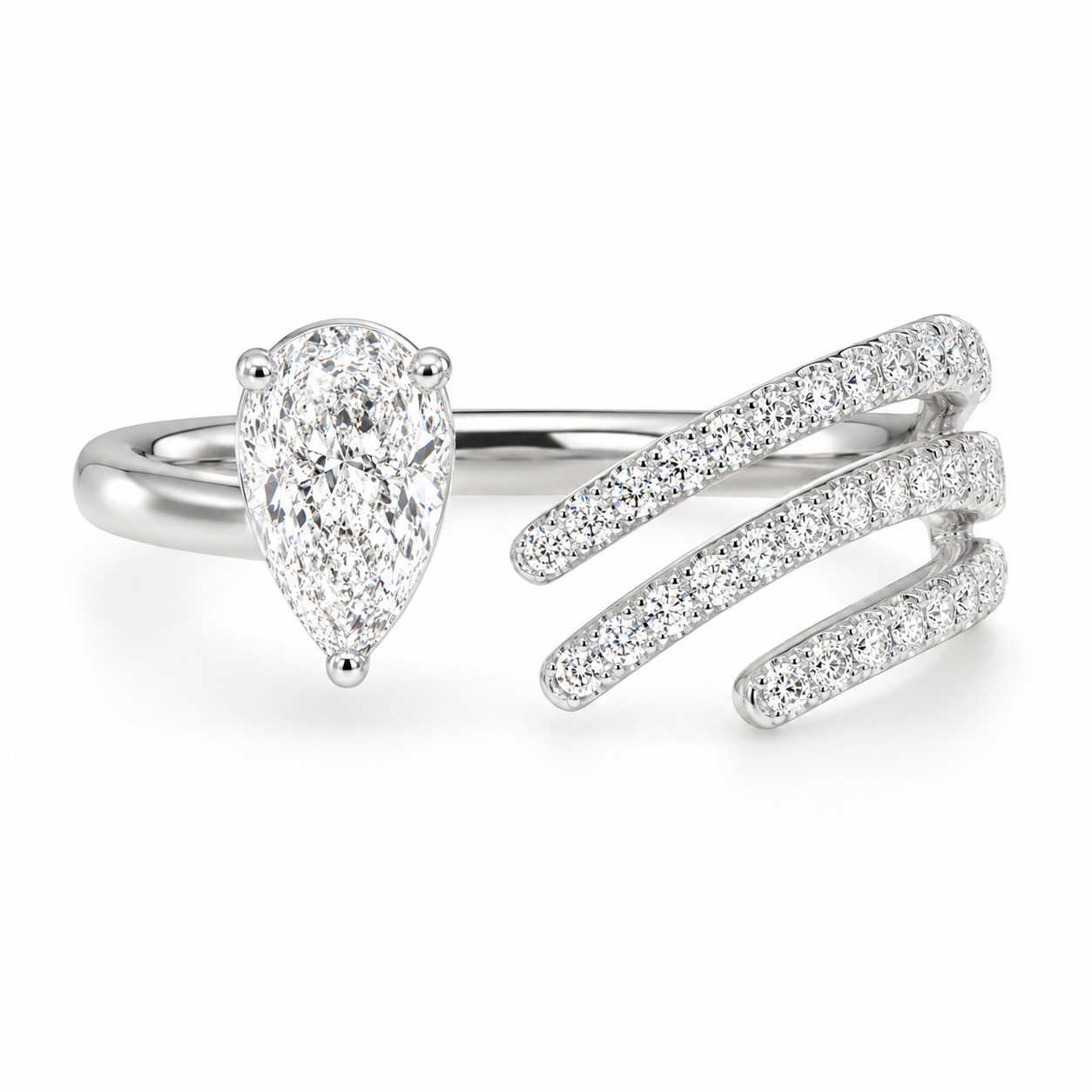 Pear Diamond Open Ring